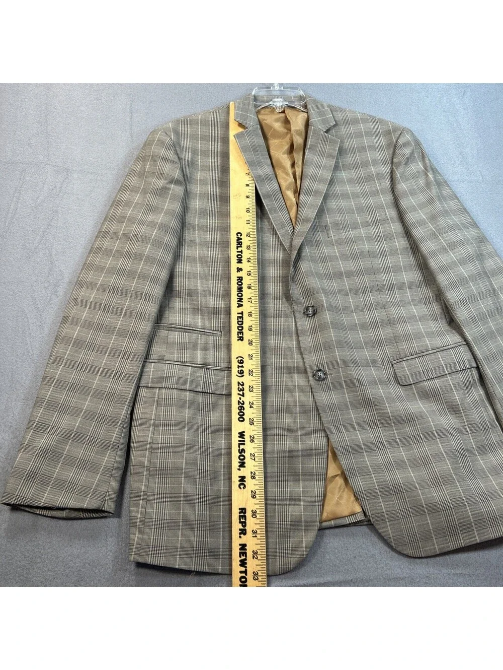 Sean John XL NWT Tan Prince of Wales Plaid Original Fit Elbow Patch Blazer